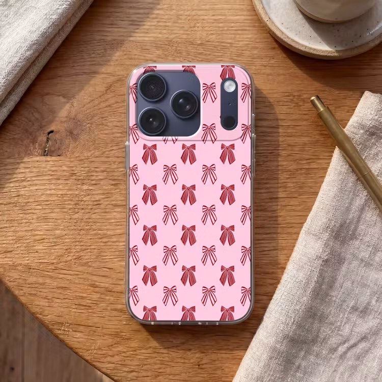 Telefoonhoesje - Strikken - Kerst - Roze - Burgundy — 2