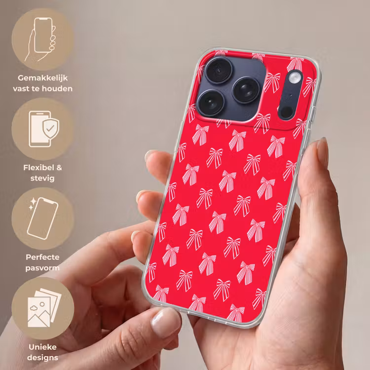 Telefoonhoesje - Strikken - Kerstmis - Rood - Roze — 4