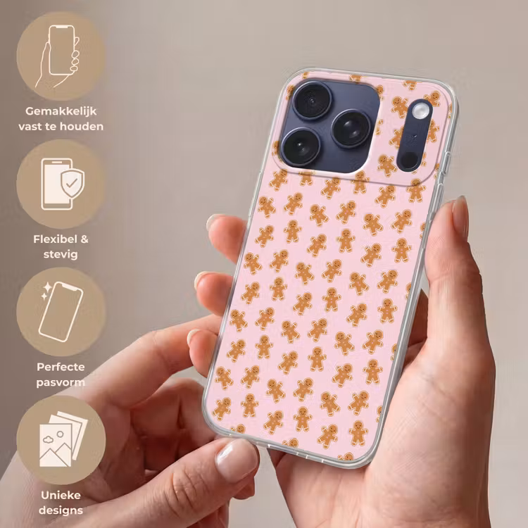Telefoonhoesje - Peperkoek - Bruin - Roze - Kerst — 4