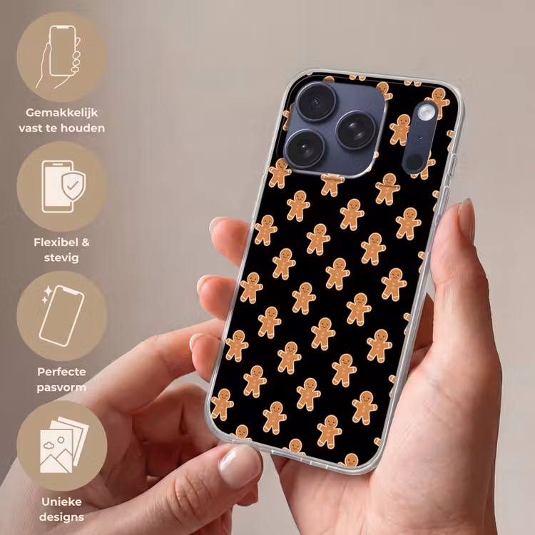 Telefoonhoesje - Peperkoek - Kerst - Zwart — 4