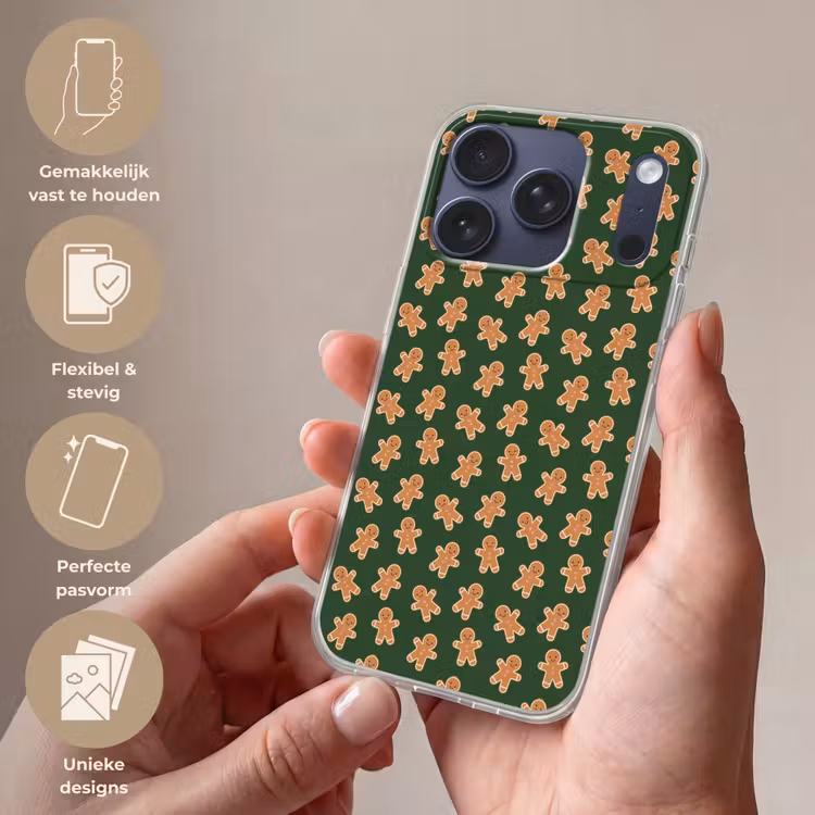 Telefoonhoesje - Peperkoek - Kerst - Groen - Bruin — 4