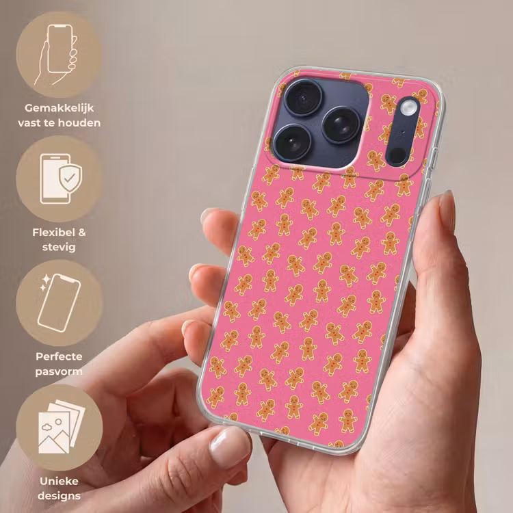 Telefoonhoesje - Peperkoek - Roze - Bruin - Kerst — 4