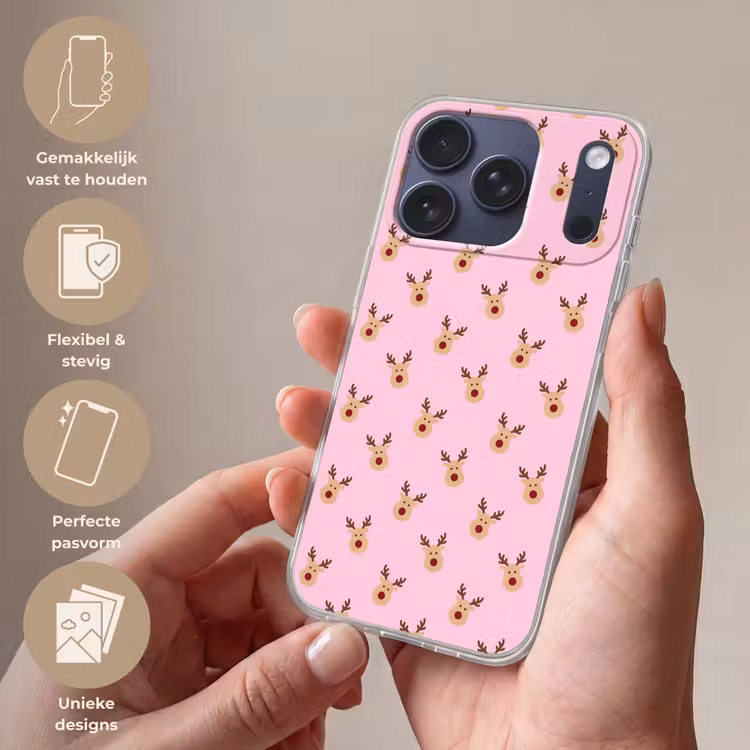 Telefoonhoesje - Rendieren - Kerst - Roze — 4
