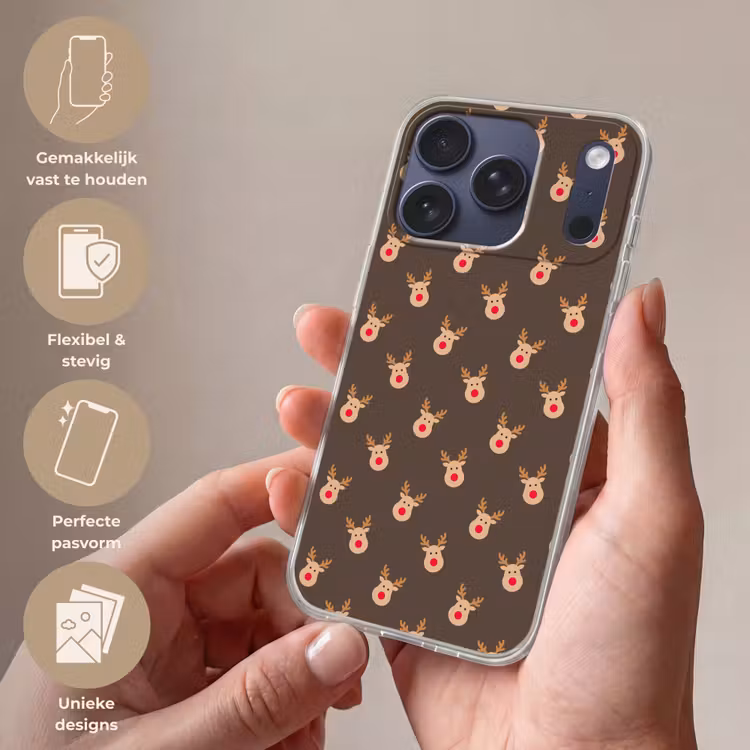 Telefoonhoesje - Kerst - Rendieren - Bruin — 4