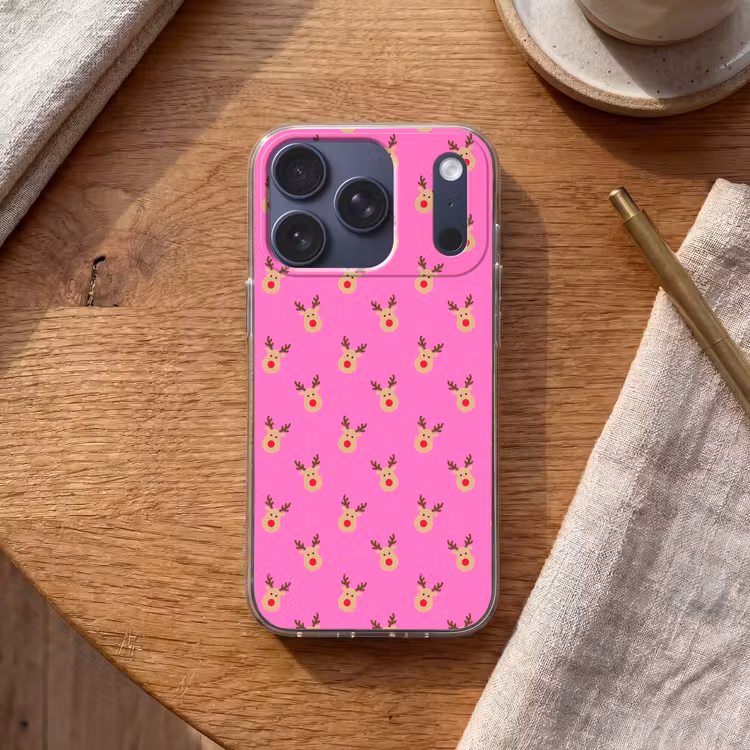 Telefoonhoesje - Rendieren - Kerst - Neon - Roze — 2