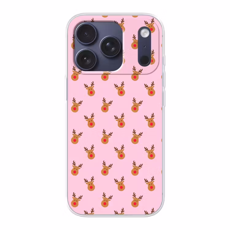 Telefoonhoesje - Rendieren - Kerst - Roze - Rood — 1