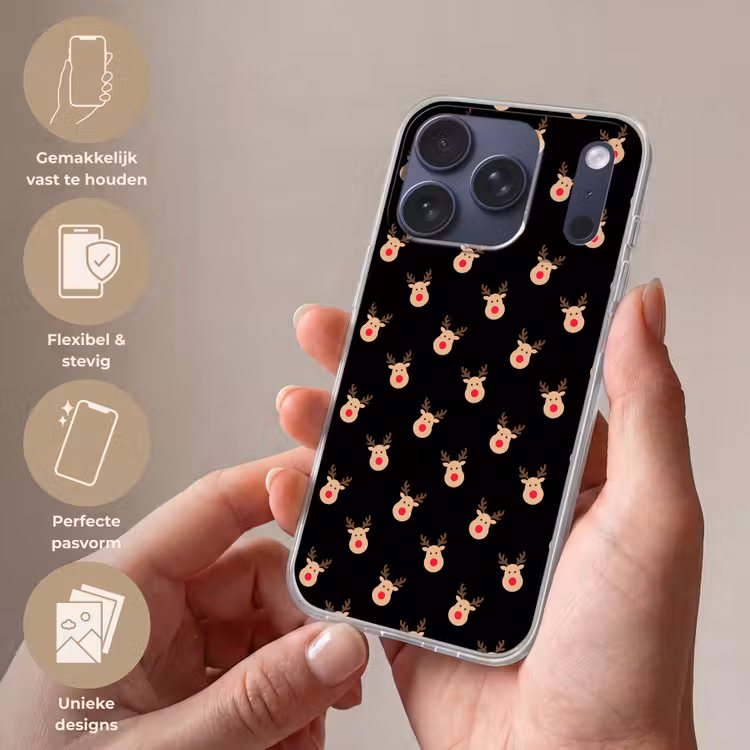 Telefoonhoesje - Rendieren - Kerst - Zwart — 4