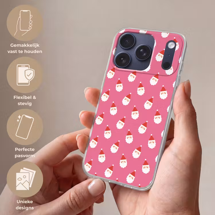 Telefoonhoesje - Kerstman - Kerst - Rood - Roze — 4
