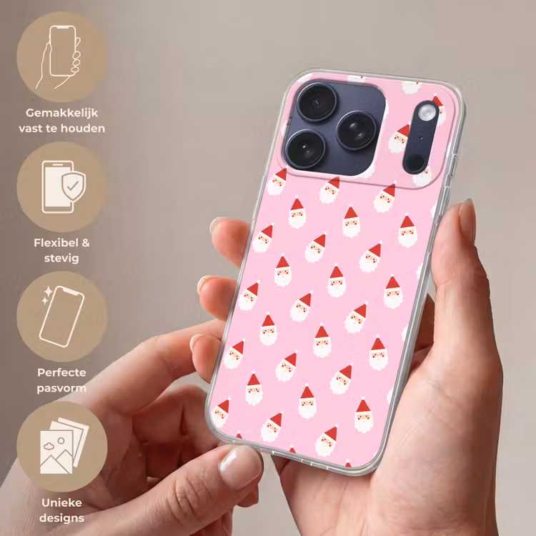 Telefoonhoesje - Kerstman - Kerst - Roze — 4