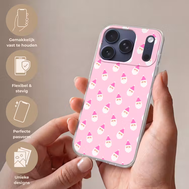 Telefoonhoesje - Kerstman - Kerst - Roze - Pastel — 4