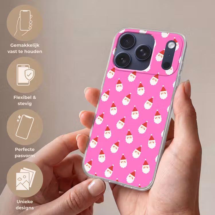Telefoonhoesje - Kerstman - Kerst - Roze - Rood — 4