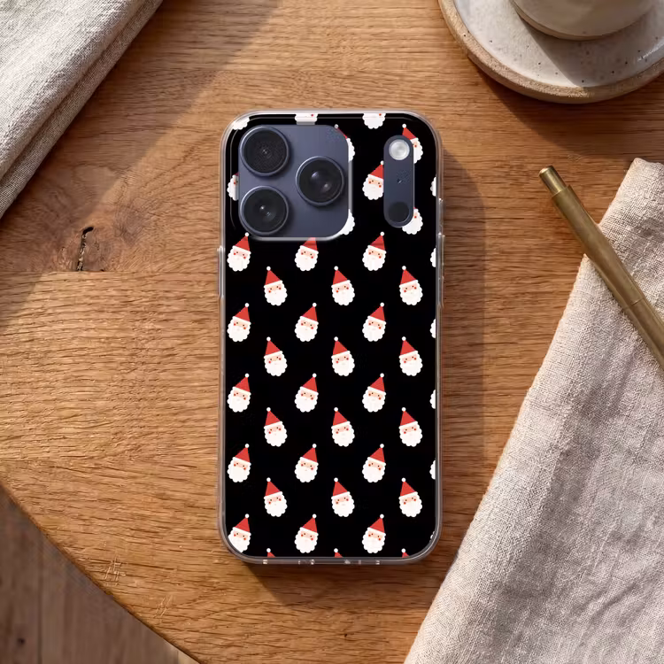 Telefoonhoesje - Kerstman - Kerst - Zwart — 2
