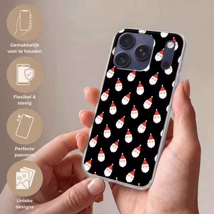 Telefoonhoesje - Kerstman - Kerst - Zwart — 4