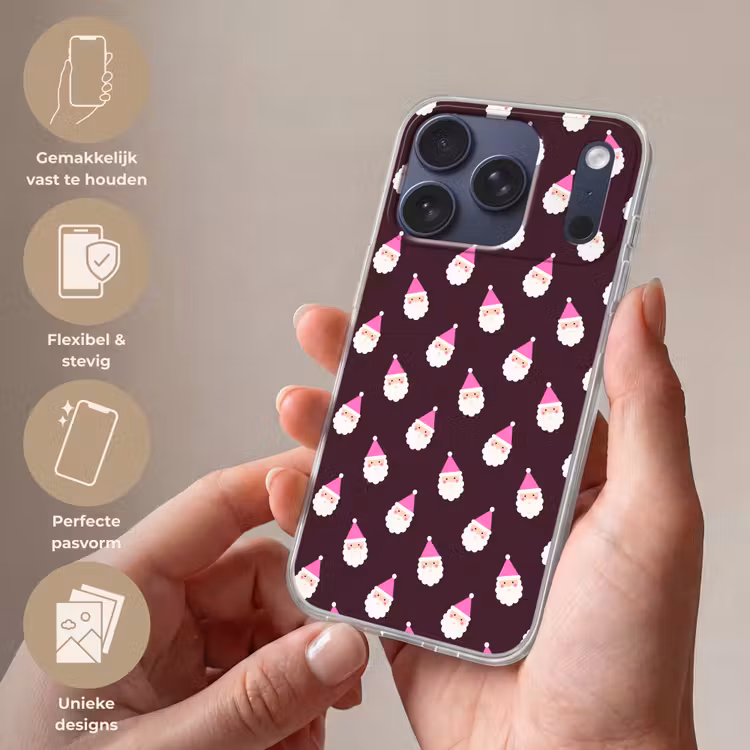 Telefoonhoesje - Kerstman - Kerst - Roze - Burgundy — 4