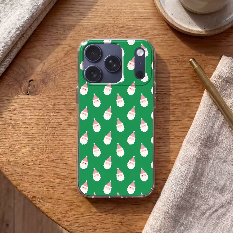 Telefoonhoesje - Kerstman - Kerst - Roze - Groen — 2