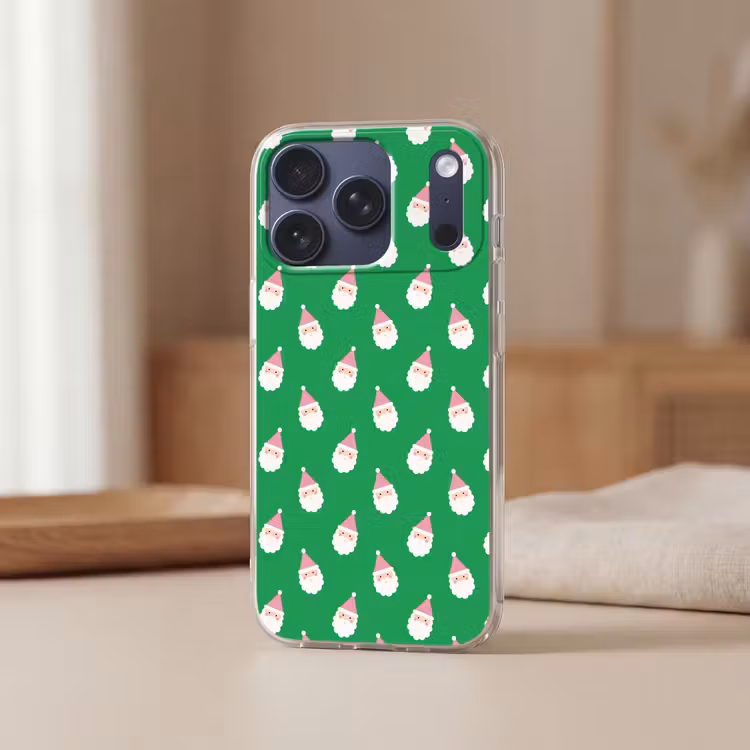 Telefoonhoesje - Kerstman - Kerst - Roze - Groen — 3