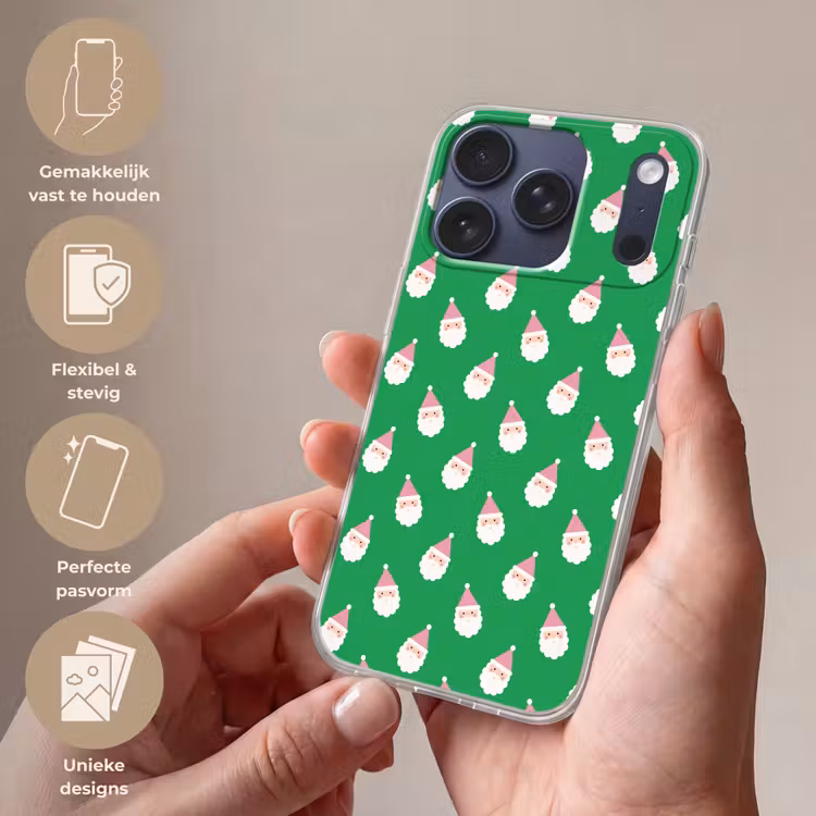 Telefoonhoesje - Kerstman - Kerst - Roze - Groen — 4