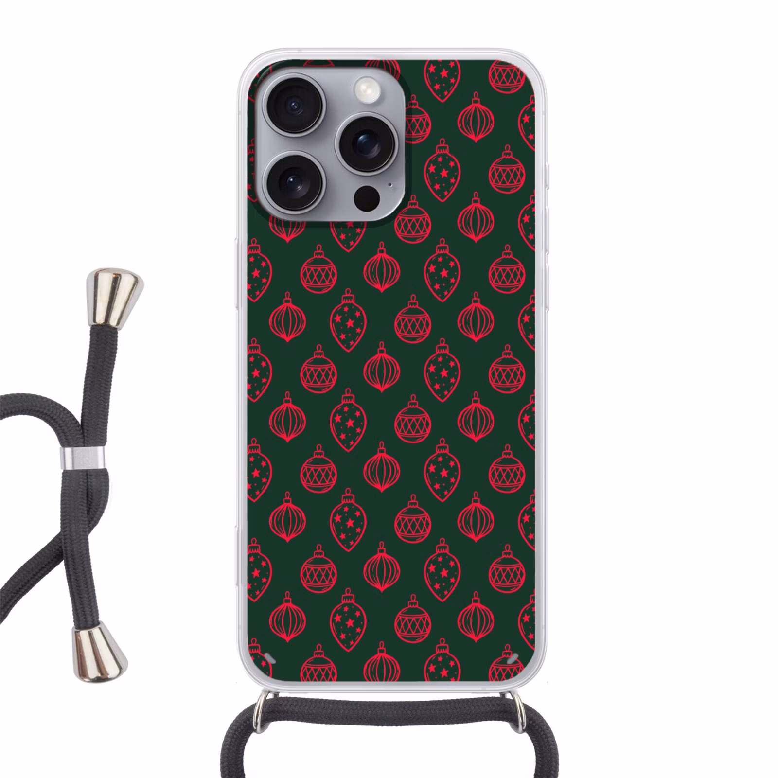 Telefoonhoesje met koord - Kerstbal - Rood - Groen — 1