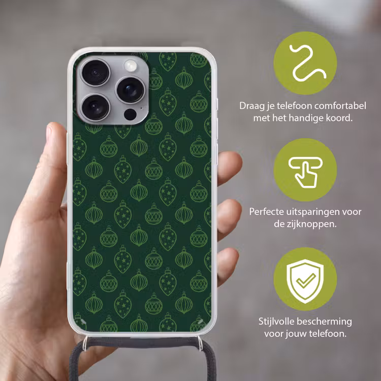 Telefoonhoesje met koord - Kerstbal - Groen - Kerst — 4
