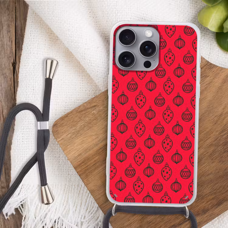 Telefoonhoesje met koord - Kerstbal - Groen - Rood — 3
