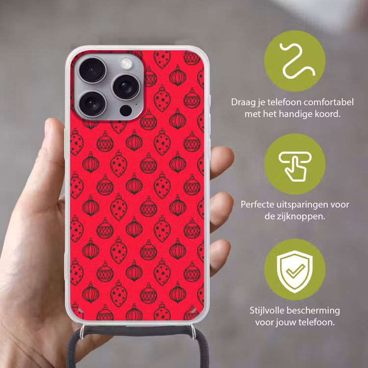 Telefoonhoesje met koord - Kerstbal - Groen - Rood — 4