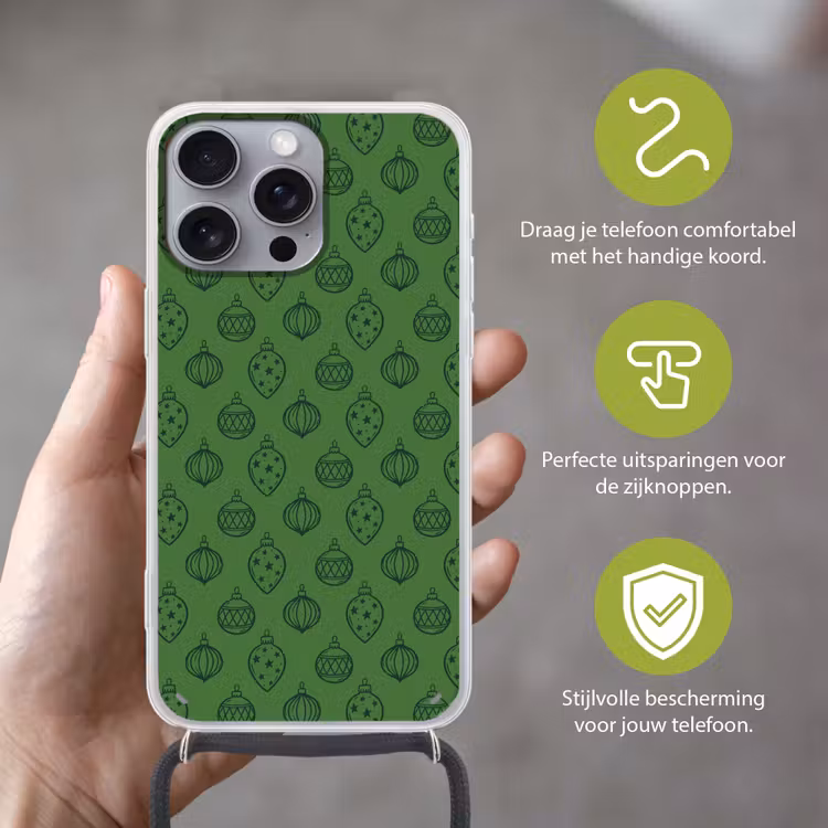 Telefoonhoesje met koord - Kerstbal - Kerst - Groen — 4