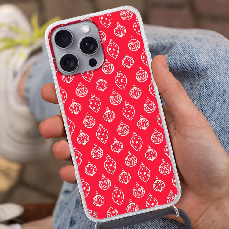 Telefoonhoesje met koord - Kerstbal - Rood - Wit — 2
