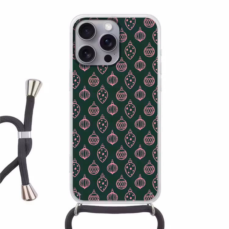 Telefoonhoesje met koord - Kerstbal - Roze - Groen — 1