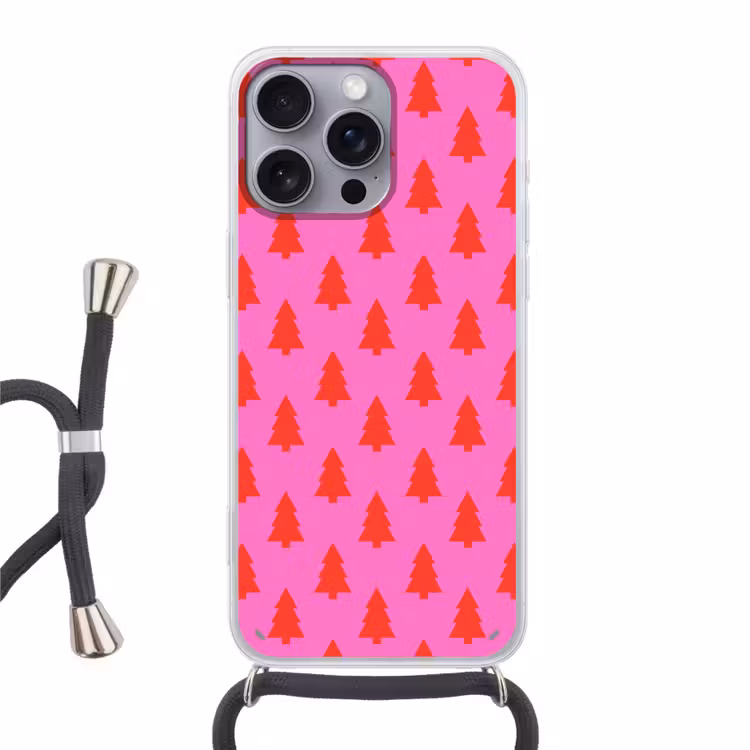 Telefoonhoesje met koord - Kerstboom - Rood - Neon — 1