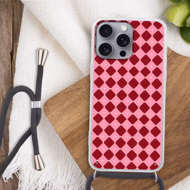 Telefoonhoesje met koord - Ster - Rood - Roze - Kerst — 3