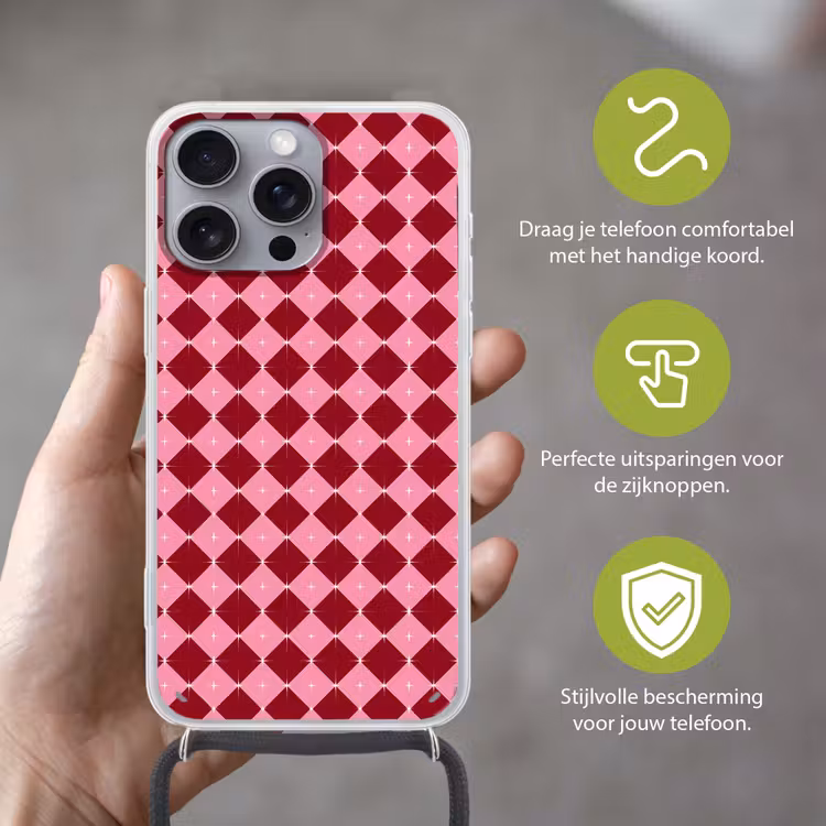 Telefoonhoesje met koord - Ster - Rood - Roze - Kerst — 4