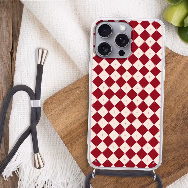 Telefoonhoesje met koord - Ster - Roze - Rood - Kerst — 3