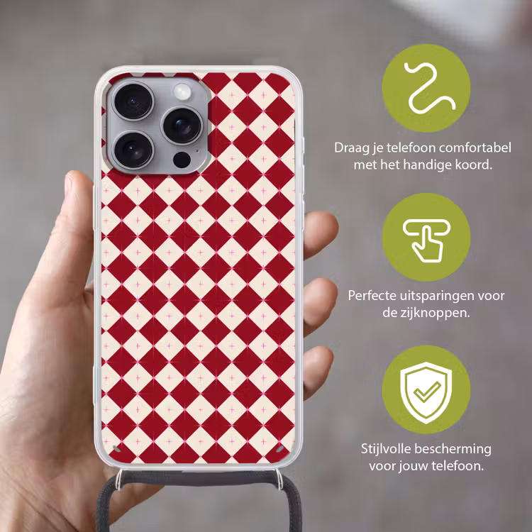 Telefoonhoesje met koord - Ster - Roze - Rood - Kerst — 4