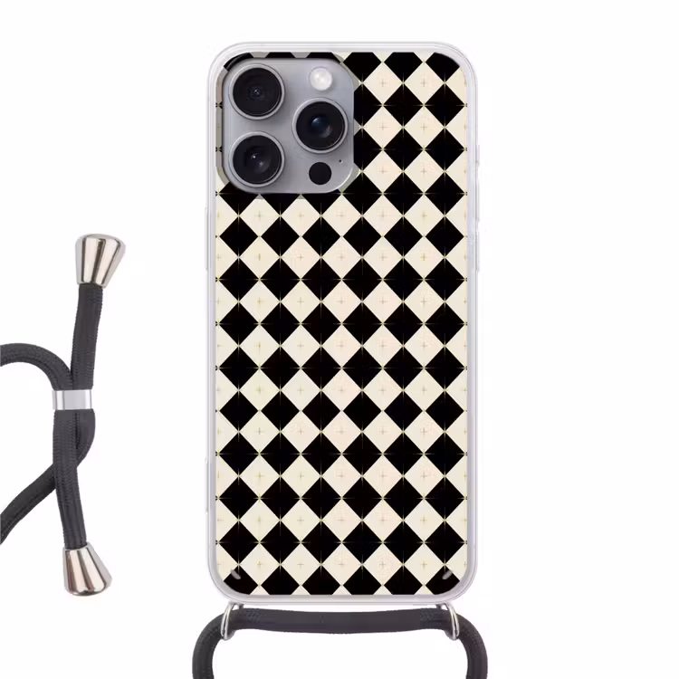 Telefoonhoesje met koord - Ster - Zwart - Wit - Kerst — 1