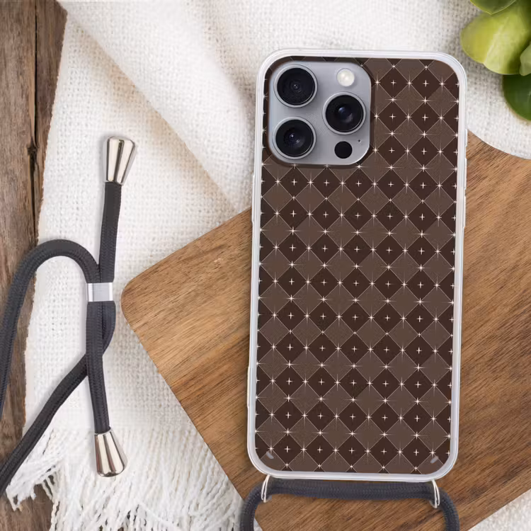 Telefoonhoesje met koord - Ster - Bruin - Taupe - Kerst — 3