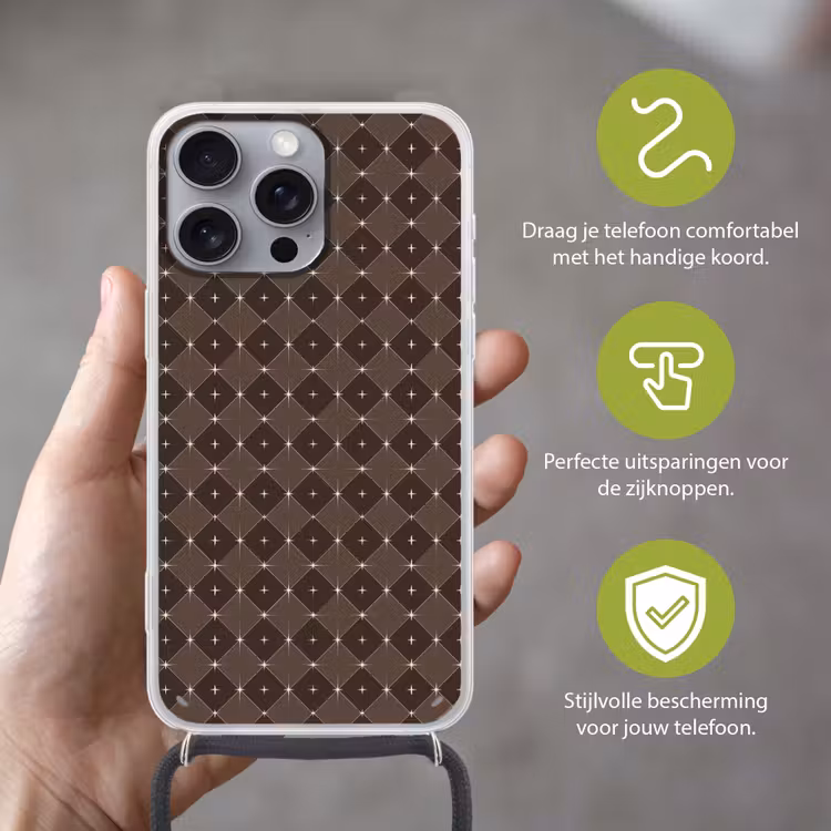 Telefoonhoesje met koord - Ster - Bruin - Taupe - Kerst — 4
