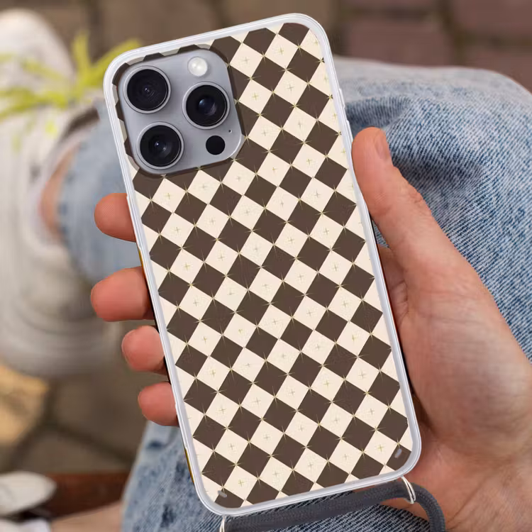 Telefoonhoesje met koord - Ster - Bruin - Wit - Kerst — 2