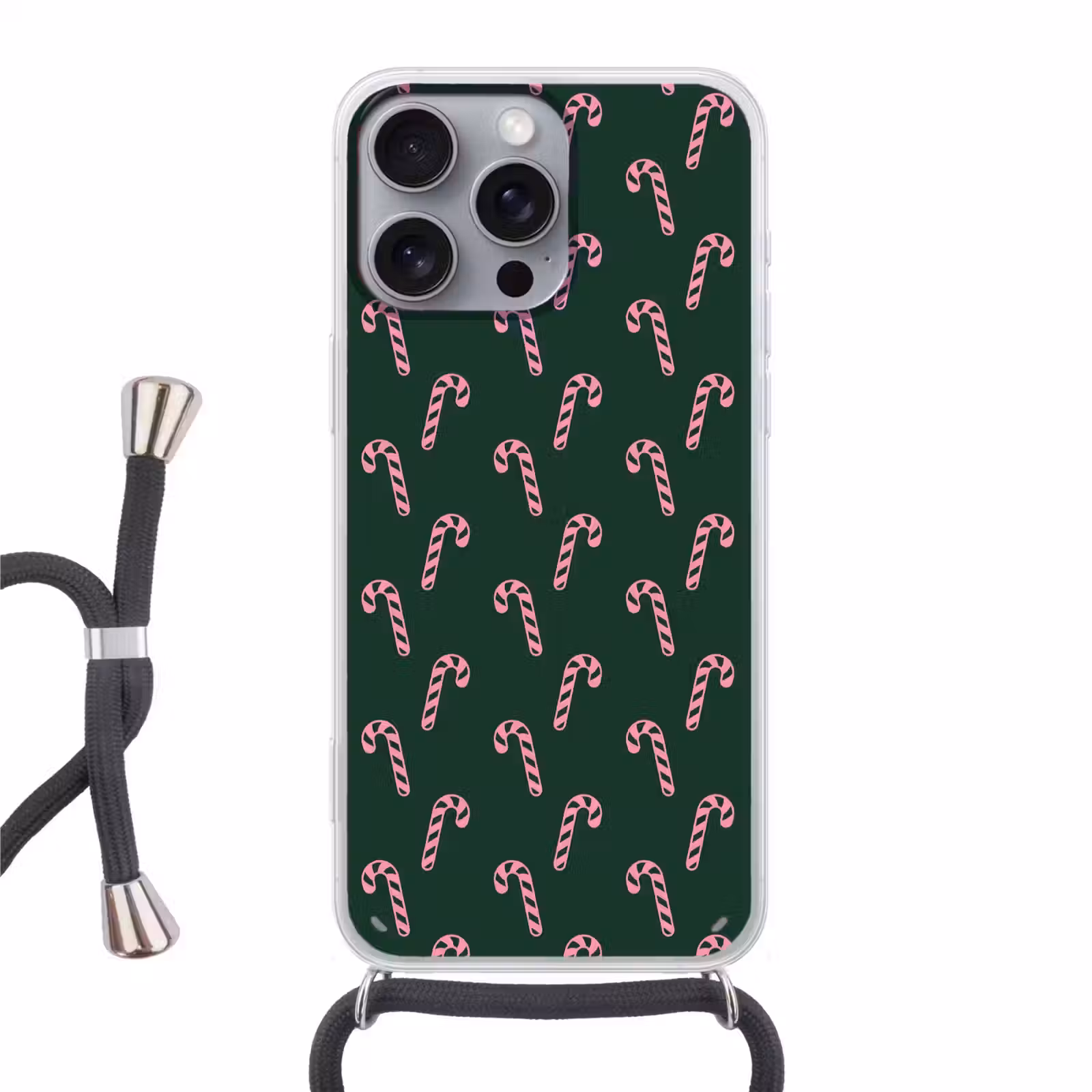 Telefoonhoesje met koord - Kerst - Roze - Groen - Zuurstok — 1