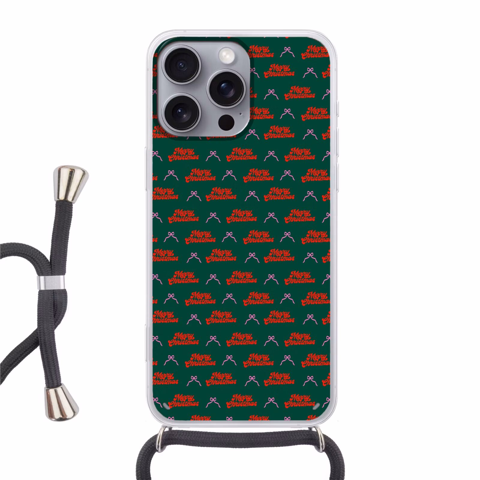 Telefoonhoesje met koord - Tekst - Roze - Rood - Groen - Strik — 1