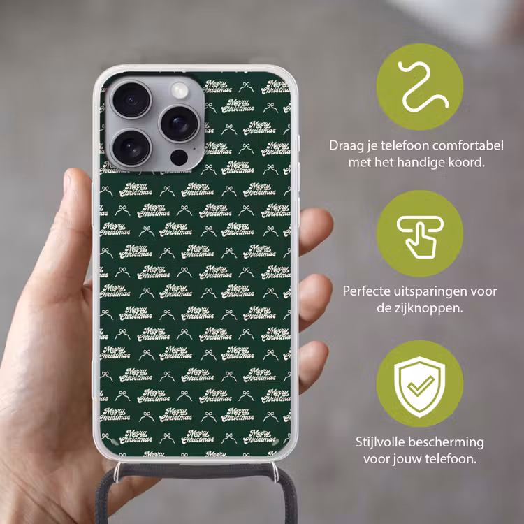 Telefoonhoesje met koord - Tekst - Groen - Wit - Tekst — 4
