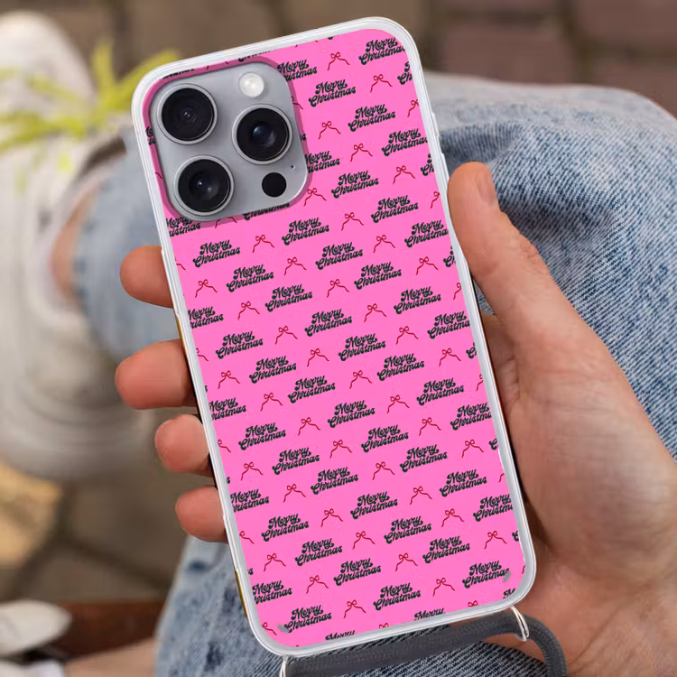 Telefoonhoesje met koord - Tekst - Neon - Roze - Kerst — 2