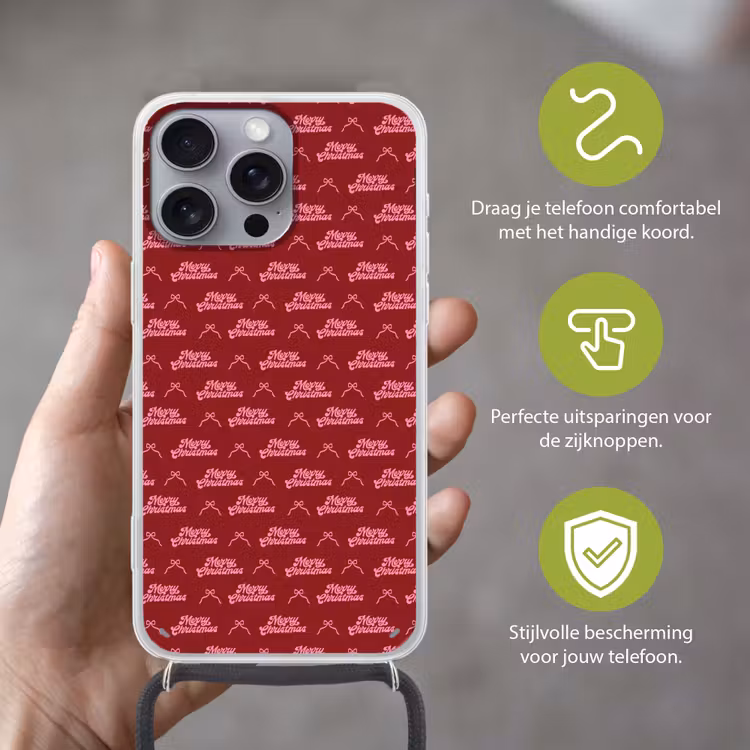 Telefoonhoesje met koord - Tekst - Rood - Roze - Strik — 4
