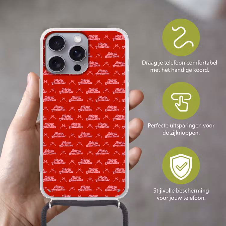 Telefoonhoesje met koord - Tekst - Strik - Roze - Rood — 4