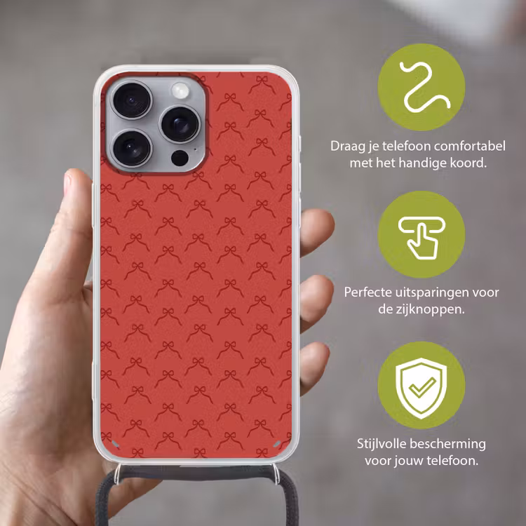 Telefoonhoesje met koord - Strik - Rood - Kerst — 4