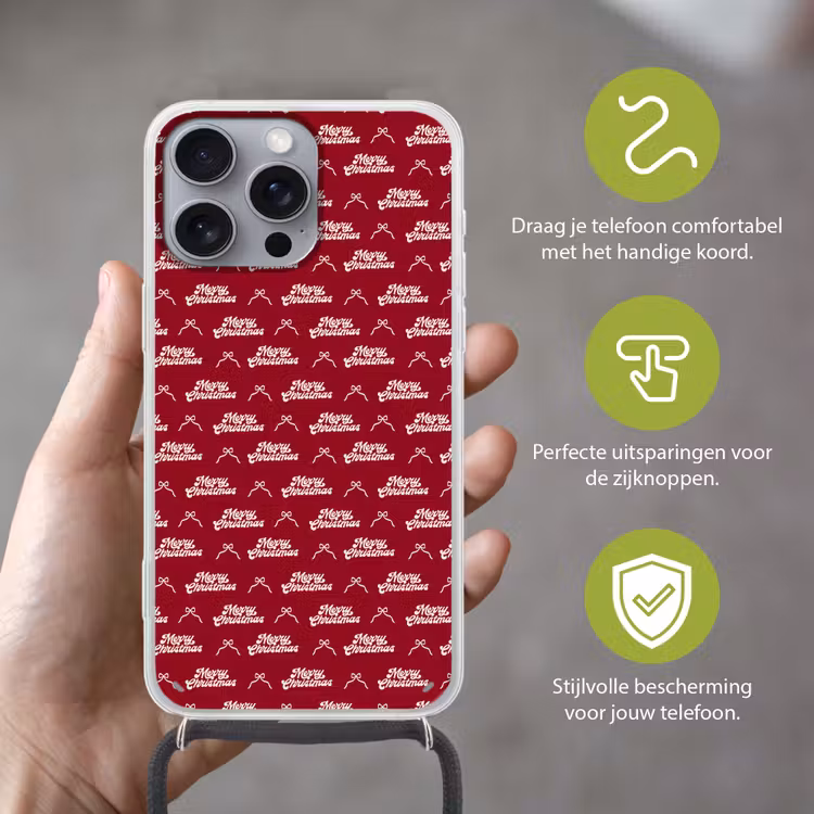 Telefoonhoesje met koord - Tekst - Rood - Wit - Strik — 4