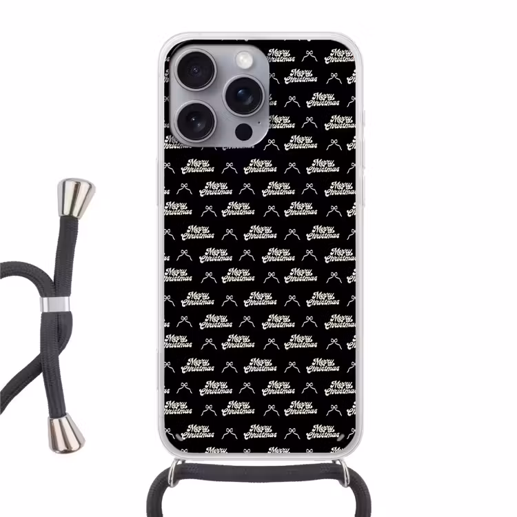 Telefoonhoesje met koord - Tekst - Zwart - Wit - Strik — 1