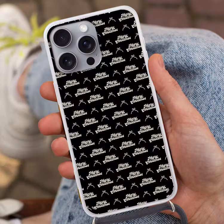 Telefoonhoesje met koord - Tekst - Zwart - Wit - Strik — 2