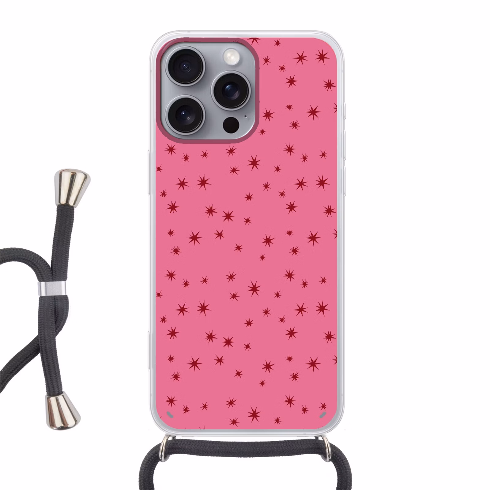 Telefoonhoesje met koord - Kerst - Ster - Rood - Roze — 1