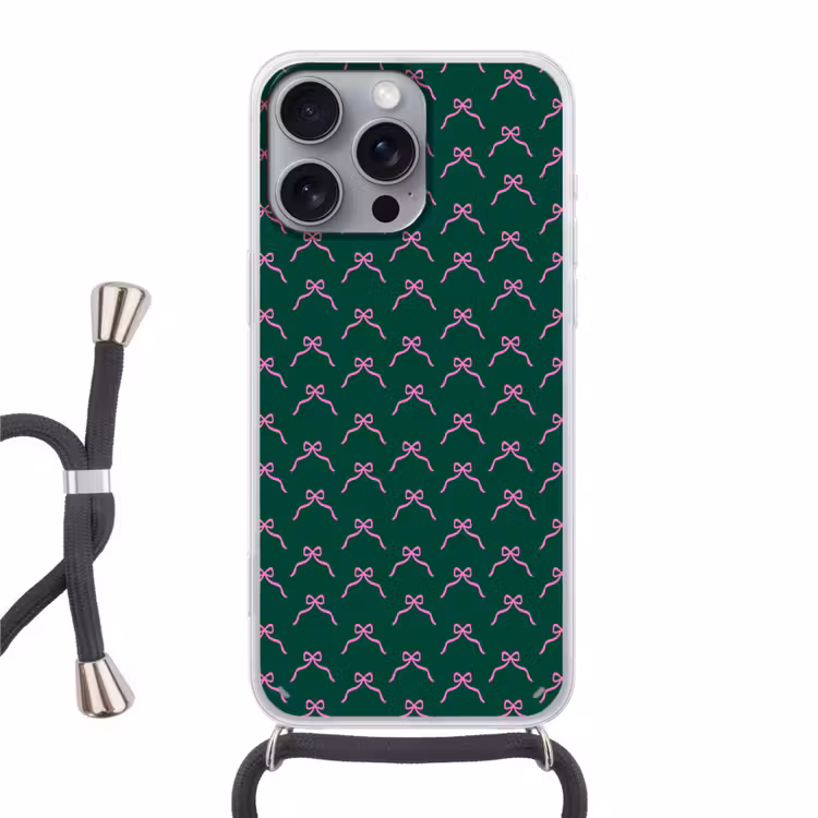 Telefoonhoesje met koord - Kerst - Neon - Groen - Strik — 1
