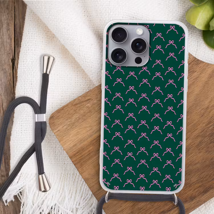 Telefoonhoesje met koord - Kerst - Neon - Groen - Strik — 3
